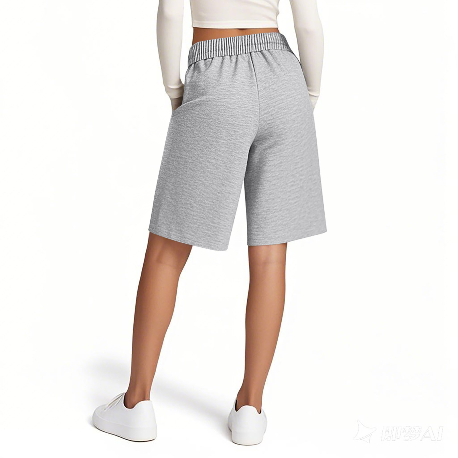 Loose Fit Women's Shorts Elastic Waist Solid Colour Casual Style_voghion.com