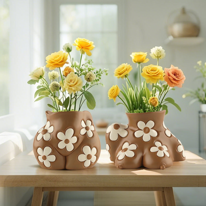  Nordic Ins-Style Creative Resin Human Body Art Flower Pot Home Desktop Balcony Succulent Planter Small Ornament