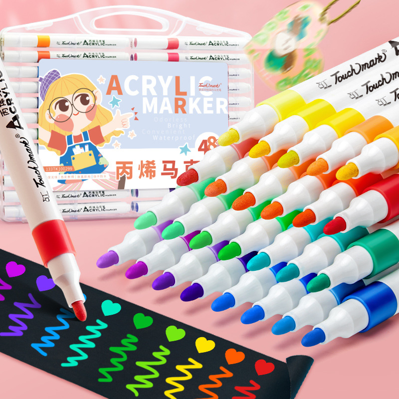 Acrylic Marker Pen for Kidsren and Students Opaque Water-Washable Stacked Color Water-Based Student Art 60-Color Acrylic Marker Pen