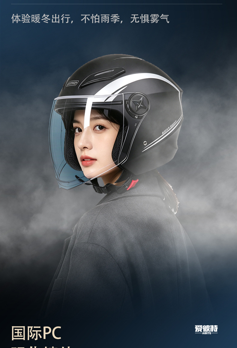 [Cross-border] Cycling Commute Electric Vehicle Helmet, Universal for Women, Warm, 3C Certified Motorcycle Helmet, High-Definition Anti-Fog for Men