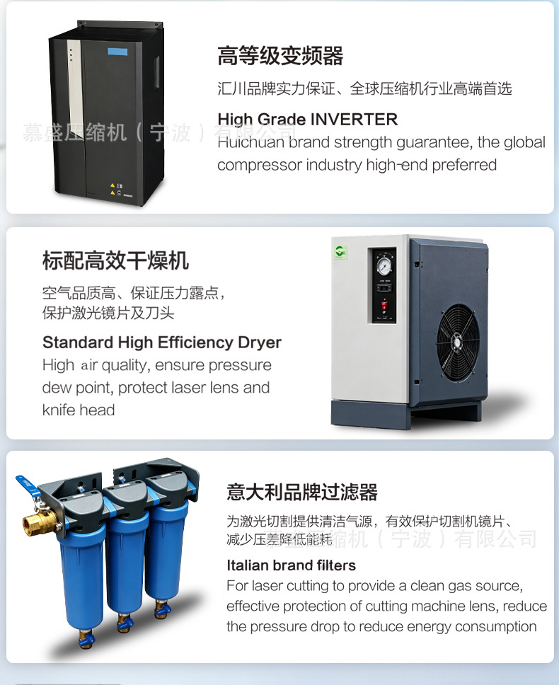 Direct sales from the manufacturer: Integrated screw-type air compressor 15kw/22kw, variable frequency energy-saving air compressor for laser cutting