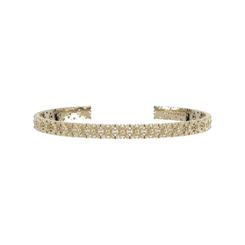 Three Horizontal Lines Jewelry's Same Style Titanium Gold Small Full-Circle Square Iris Flower Bracelet with a French Retro Light Luxury Design