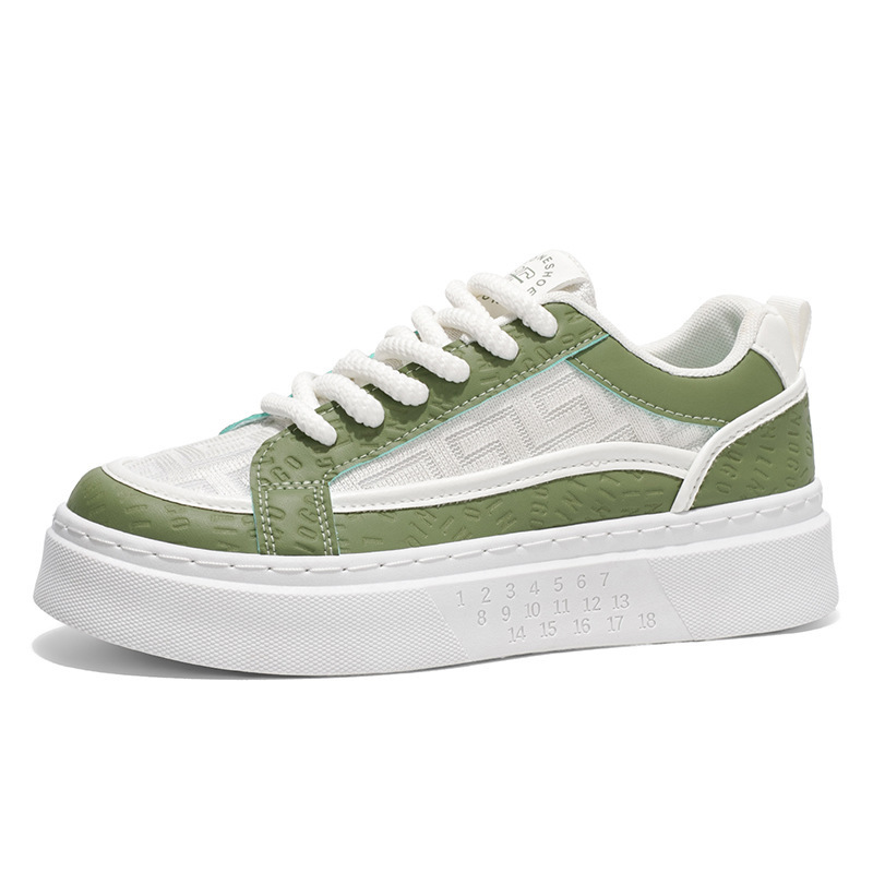 Tendencia transpirable de verano, zapatos blancos casuales, zapatos deportivos juveniles, zapatos de tela de suela gruesa, zapatos blancos, zapatos masculinos