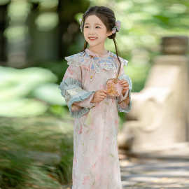 小女孩中国风童装春秋儿童汉服唐装云肩格格服表演服唐装一件代发