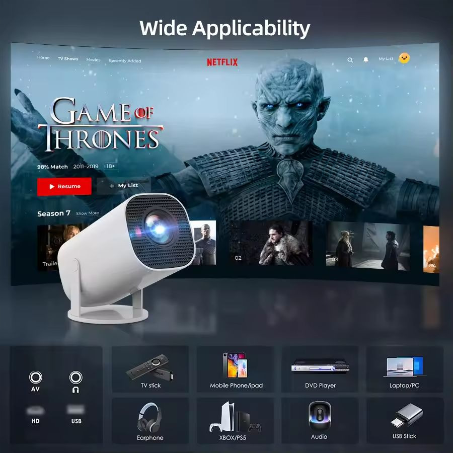 Tragbarer Mini-4K-Mikro-Bluetooth-Projektor Y5S mit hoher Auflösung für das Heimkino, Taschenformat