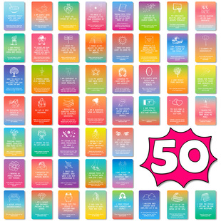 Cross-Border New 50 Rainbow Gradient Color Text Interactive Cards Self-Motivation Sunshine Positive Energy Cards