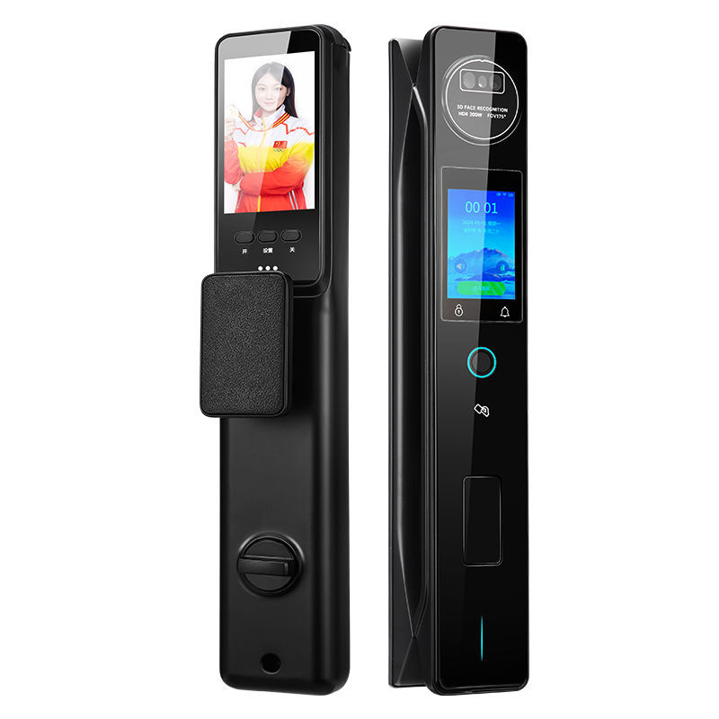 多语言双屏幕防盗门锁人脸识别指纹锁 全自动远程视频猫眼智能锁