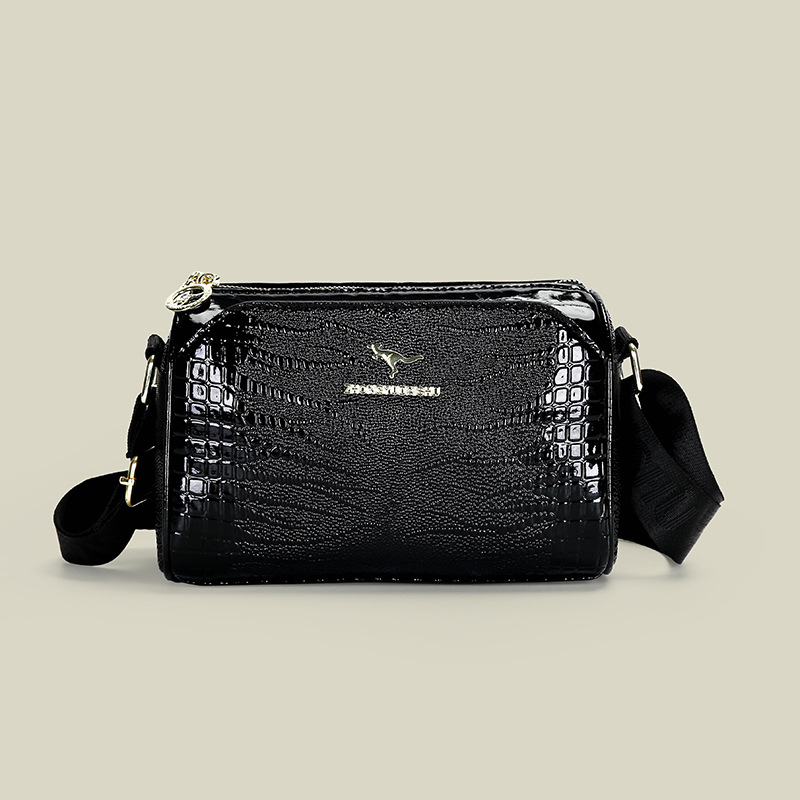 Borsa a tracolla multistrato transfrontaliera con motivo coccodrillo, cuscino Boston lucido, unica e alla moda, versatile, da portare a spalla_voghion.com