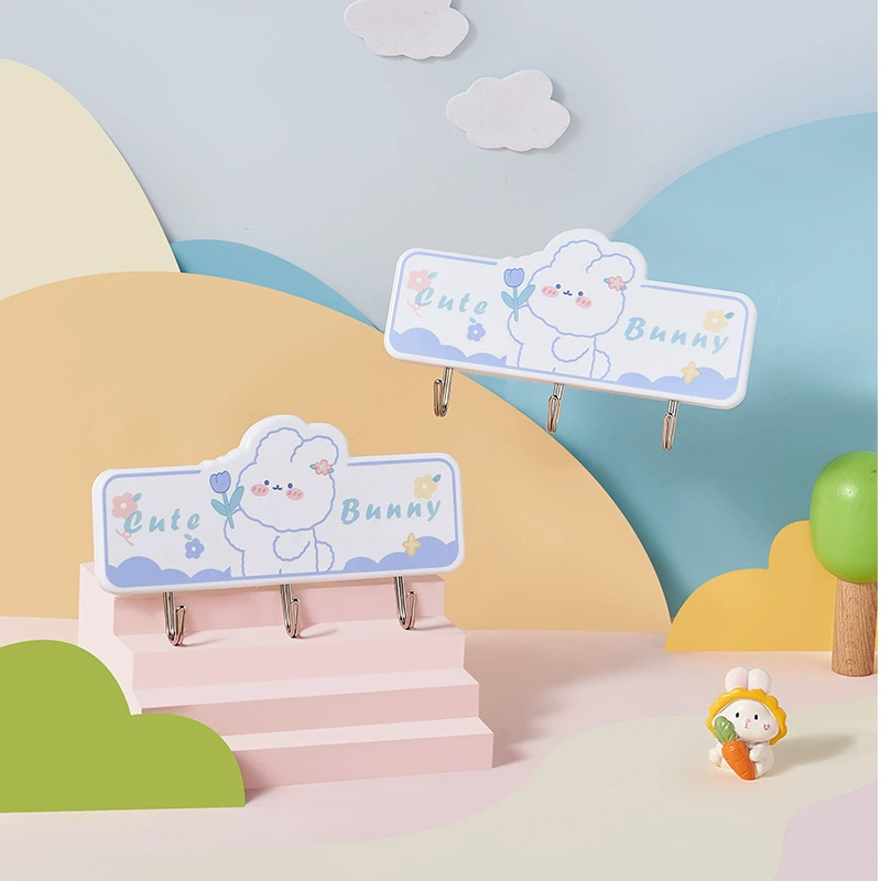 Милый кролик милый крючок без перфорации прочный клей за дверью кухонная стена ванная комната бесшовная Настенная Наклейка