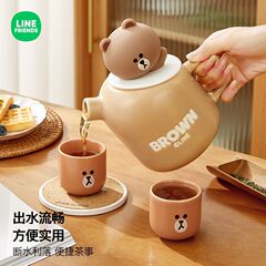 LINE FRIENDS セラミックティーポット ホームティーセット カンフーティー コールドケトル ティーカップコンビネーション フラワーティーポット