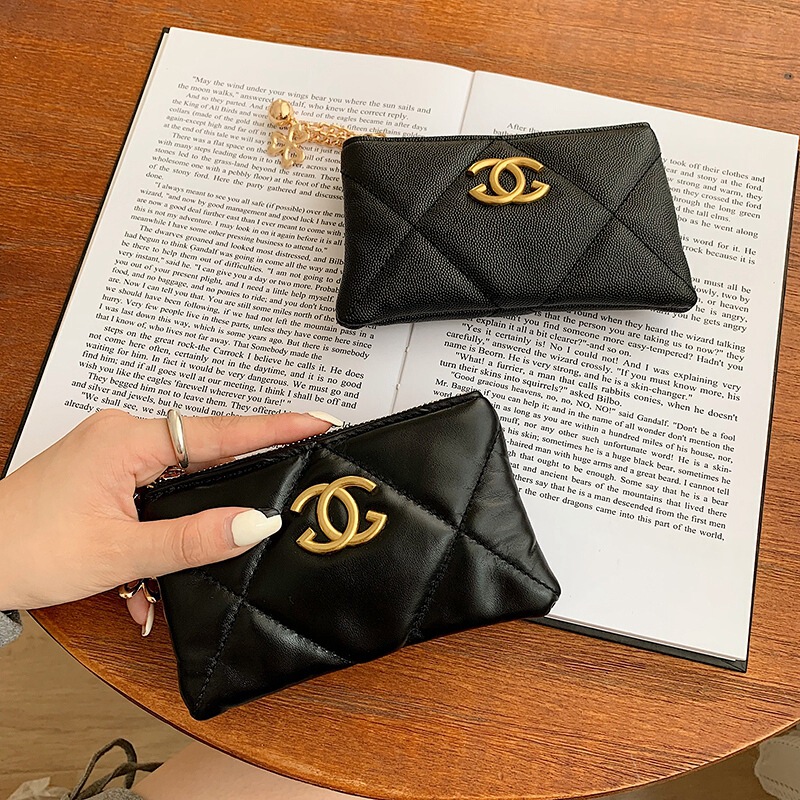 2022 small fragrant style fashion exquisite durable student rhombus coin purse short zipper key coin spot wholesale