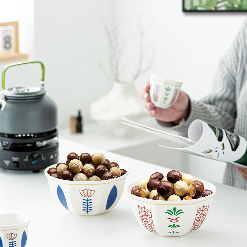 中东热卖6英寸传统阿拉伯节日巧克力甜品碗陶瓷微波炉烤箱适用