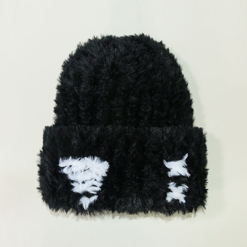 Plush Knitted for Women in Autumn Winter Korean Edition, Small Face and Versatile Woolen Hat, Big Headband, Warm Ear_voghion.com