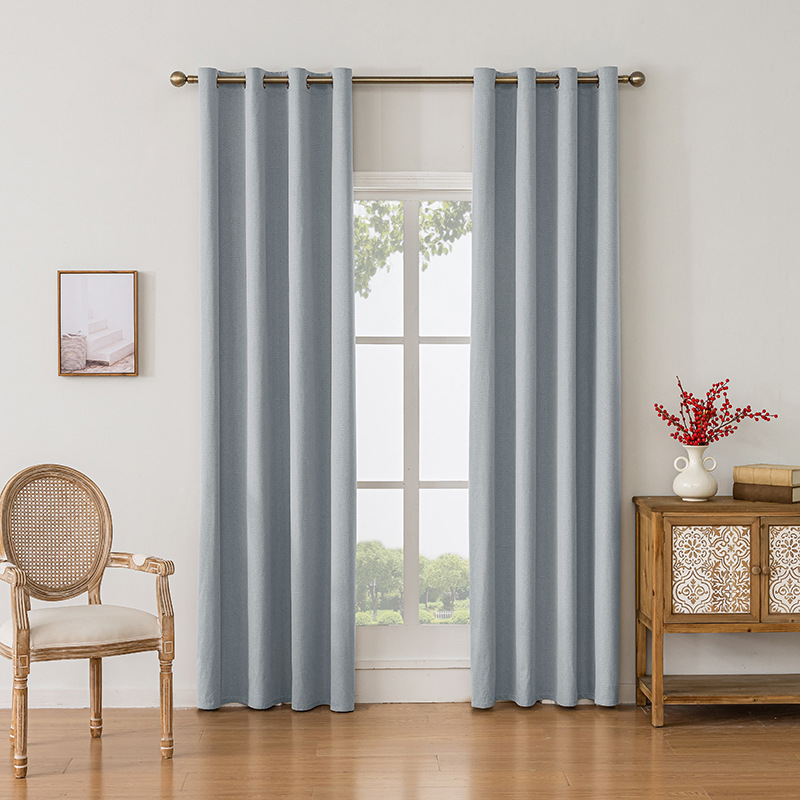 Suministro transfronterizo exclusivo para el comercio exterior de Amazon, cortinas opacas de lino sintético para dormitorio y sala de estar, cortinas al por mayor de Shaoxing.