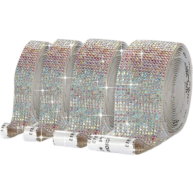 Self-Adhesive Rhinestone Strip, Custom DIY Diamond Sticker, 2–15 rows, Multiple Colors
