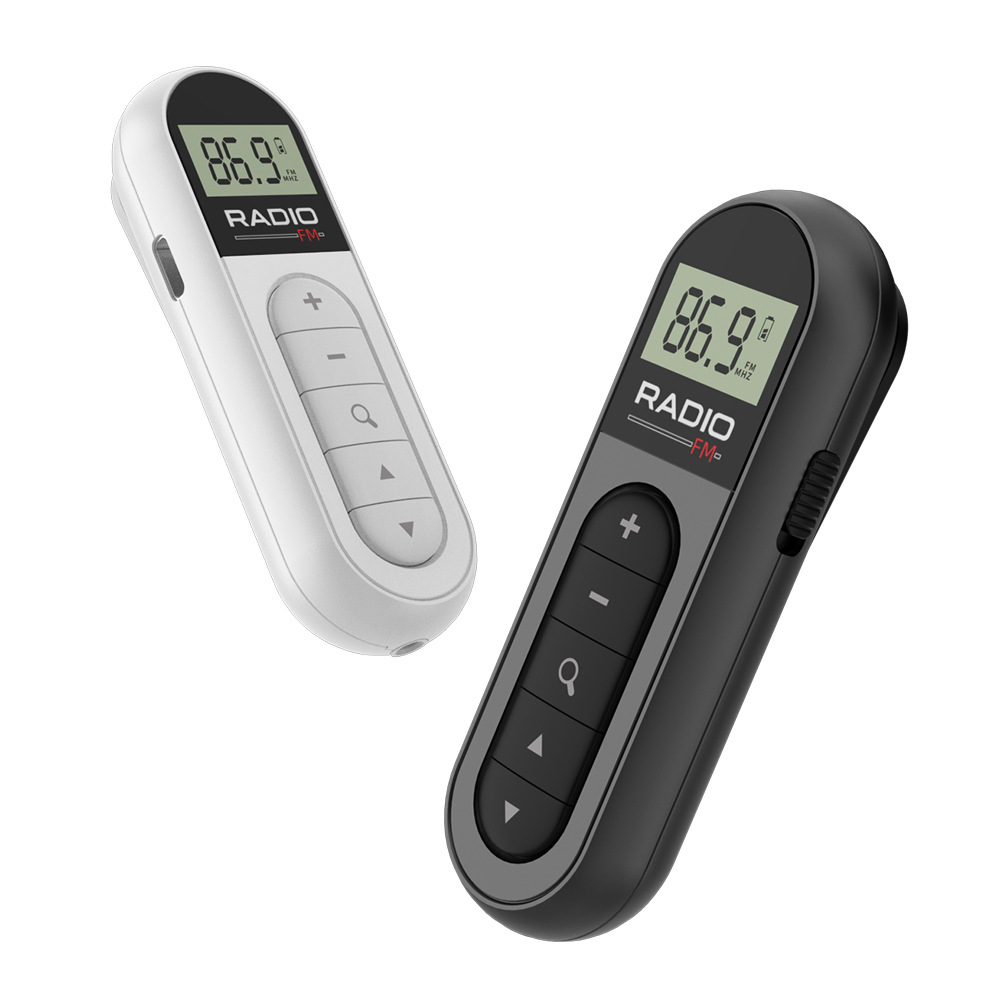 Transfronterizo recargable Mini Radio Pequeño bolsillo pequeño portátil ancianos FM con clip trasero Conferencia