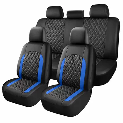 Universal seat cover: car seat covers, breathable - double-stitched-black-and-blue-full-nine-piece-set-for-the-vehicle