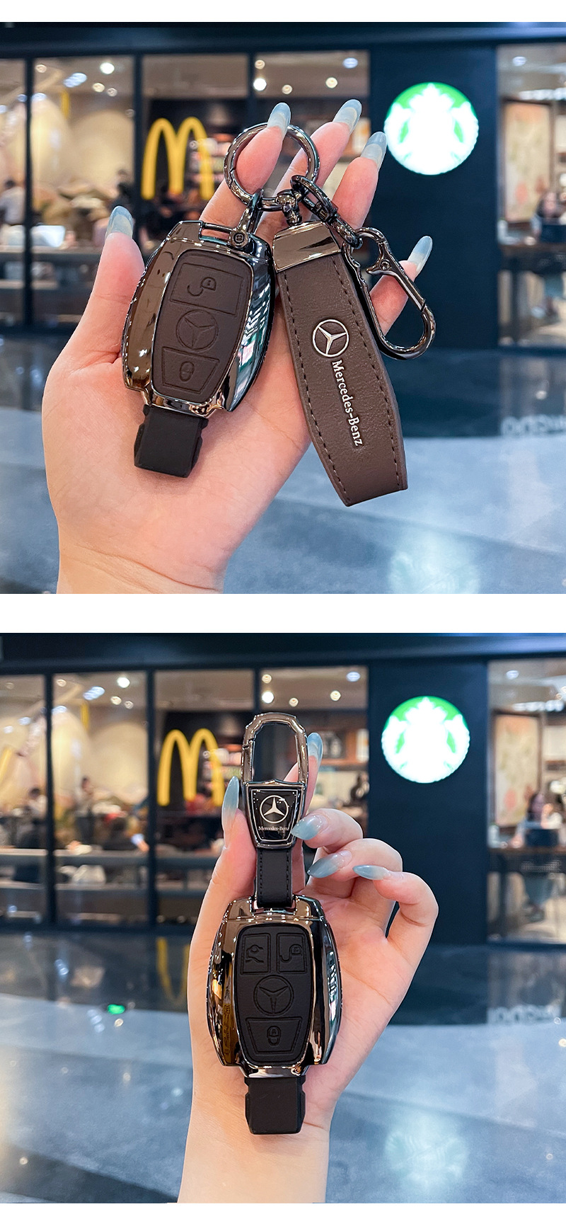 Suitable for Mercedes-Benz C300 Key Cover E320L Old Model Glc200 Plug-In V260 Vito S320 Car Bag Buckle Shell
