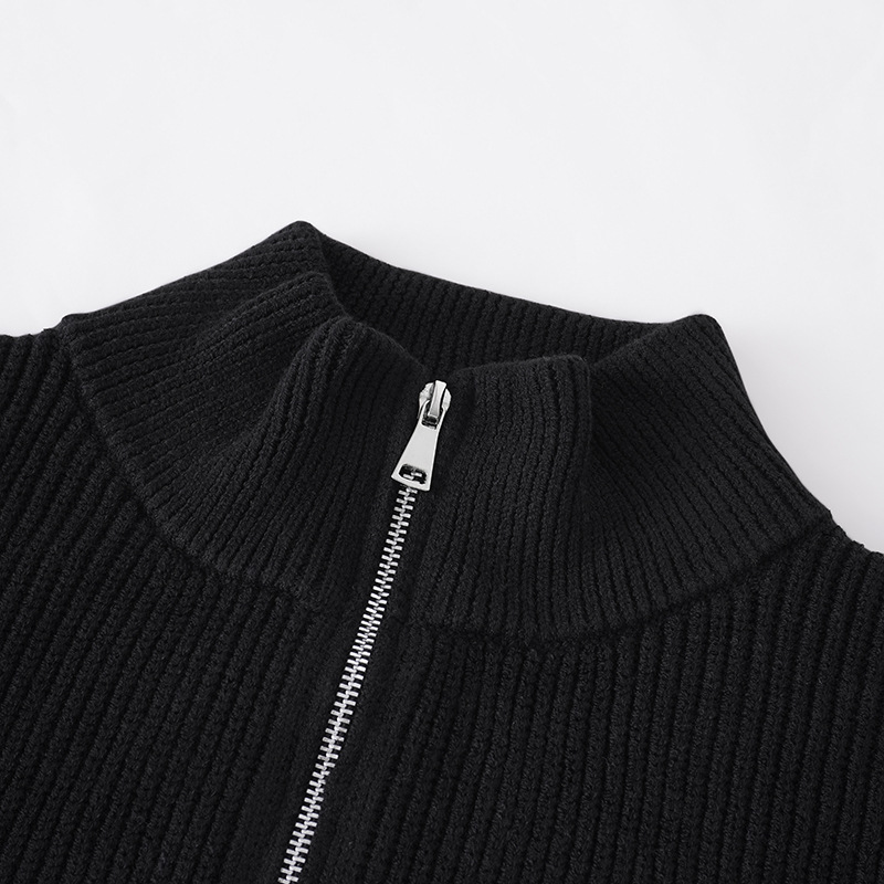 Maglione a maniche lunghe con collo alto, a righe e mezza cerniera, alla moda, caldo, da uomo_voghion.com