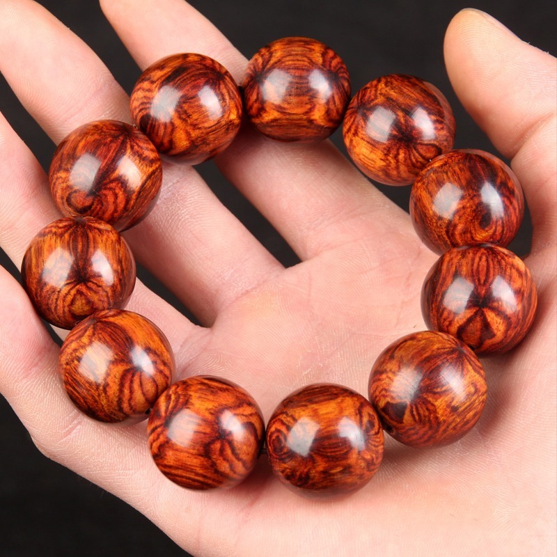 海南手串2.0对眼鬼脸老料油梨佛珠男海黄手链木念珠 20mm    包邮