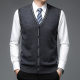 Autumn and Winter Wool Vest Men's Middle-aged V-neck Vest Knitted Cardigan Pure Cashmere Base Waistcoat Sweater for Dad