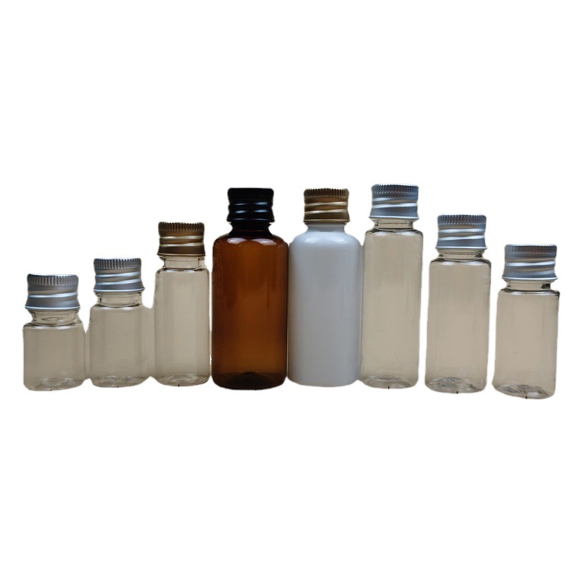 En stock 5ml 10ml productos de plástico botella de PET tapa de aluminio botella de plástico PET botella de muestra transparente