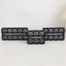 新款摩托车LED射灯10珠双色聚光灯带红蓝爆闪外置改装通用车大灯