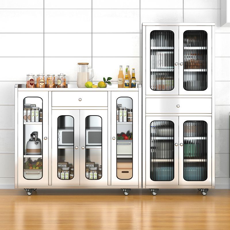 304 Stainless Steel Kitchen Cupboard Sideboard with Drawer Restaurant Meal Preparation Table Tea Cabinet Pot Storage Locker