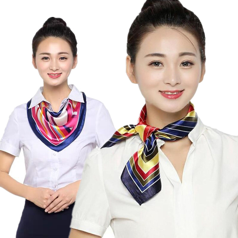 Professional Women's Square Silk Scarf For Business Uniforms_voghion.com