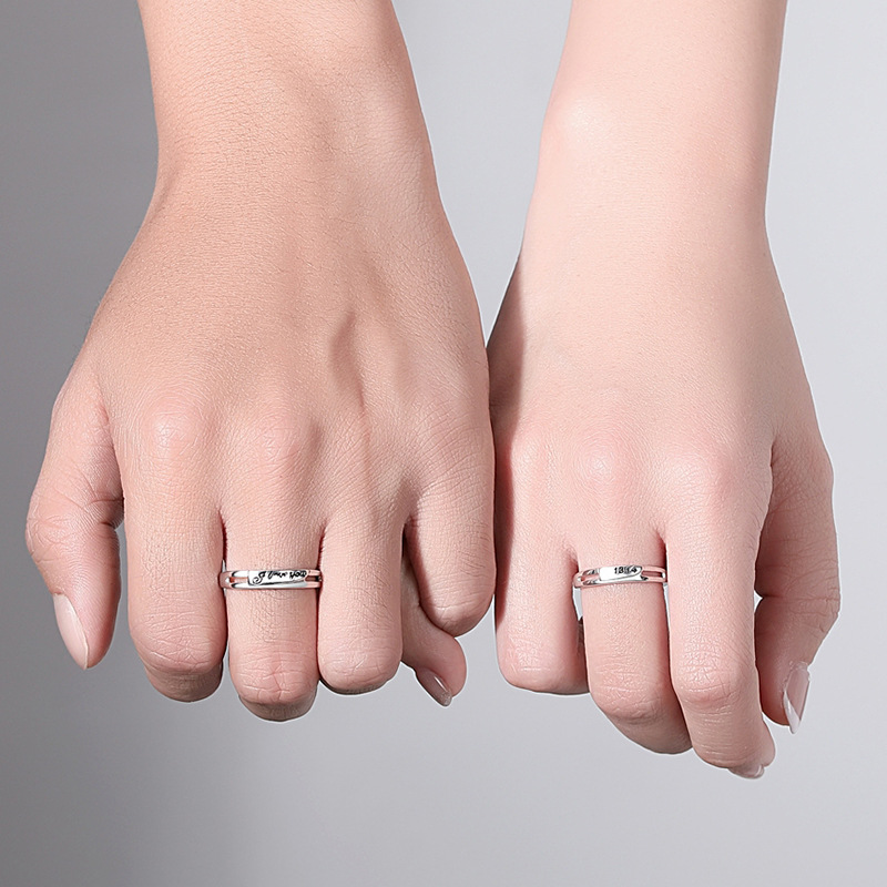Plata esterlina s925 nuevo amor 1314 pareja anillo Inglés Simple boca abierta anillo moda anillo de San Valentín