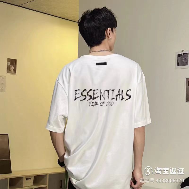 夏の新型エッセンティアルス潮牌アメリカアルファベットプリントカジュアルゆるい半袖tシャツ男女カップル