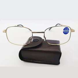 新款厂家防蓝光折叠老花镜复古金色男女树脂片折叠防蓝光老视眼镜