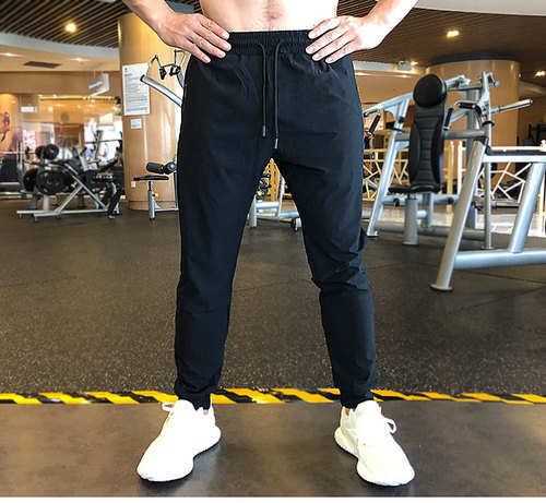 Running Sportswear Casual Ultra Elastic Breathable Sweat Absorbent Quick Dry Ice Silk Bundled Foot Pants Loose Straight Tube Training Fitness Wholesale 