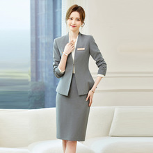 灰色秋季西装女士两件套2024新款气质高级感职业西服套装工作服
