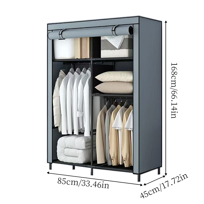 Amazon Dormitorio transfronterizo Armario de tela para el hogar Armario individual Tubo de acero económico de montaje simple para alquilar