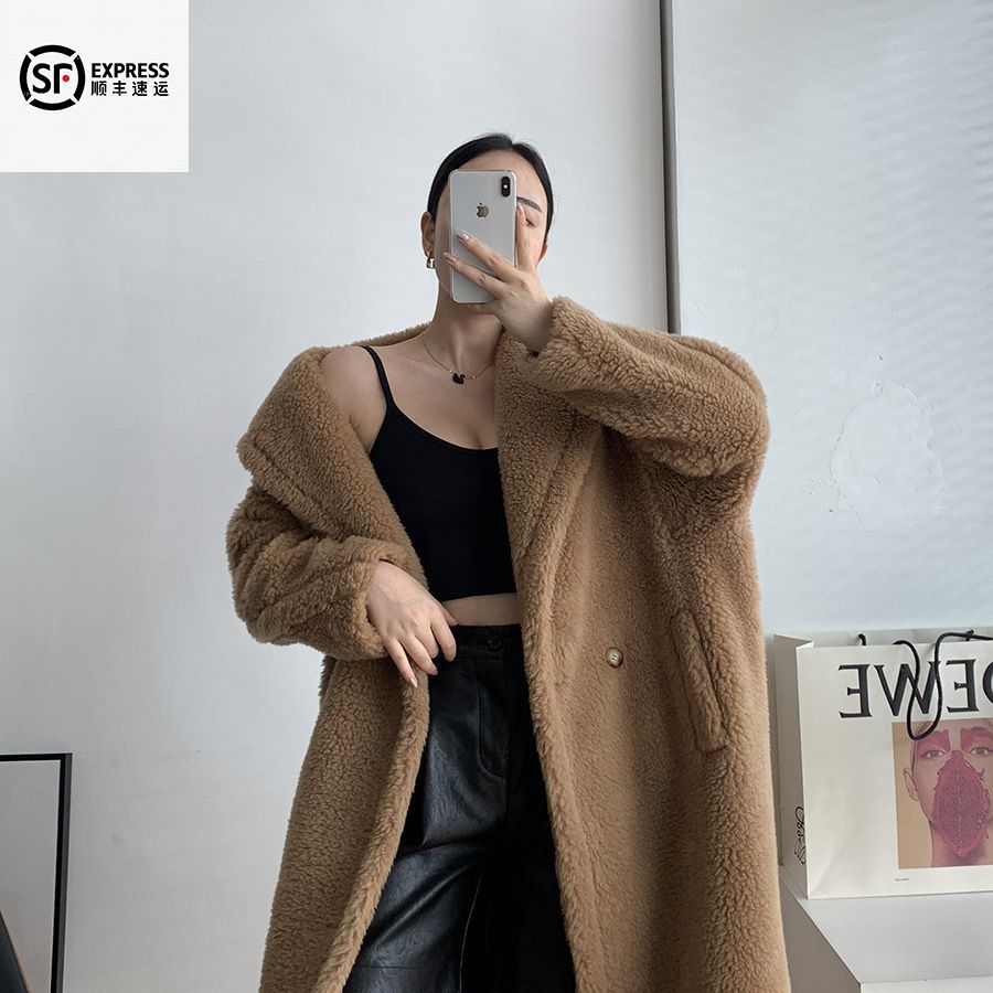 2025秋冬皮草M家泰迪熊大衣女Teddy羊驼絨中长款皮草明星同款外套
