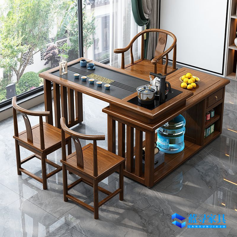 Balcony Rotating Tea Table Balcony Tea Table and Chair Combination Tea Table Household New Chinese Style Multi-Functional Small Tea Table 360 Rotation