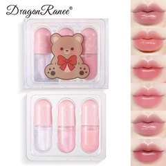 Cross-border cute bear set, moisturizing lip glaze set, not easy to fade, dyed lip liquid, mirror lipstick, glass lip for women