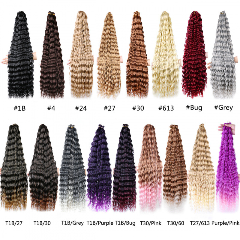 fibra de seda de alta temperatura pelucina de cabello de ganchillo cabello rizado onda profunda cabello Twist fibra de cabello trenzado
