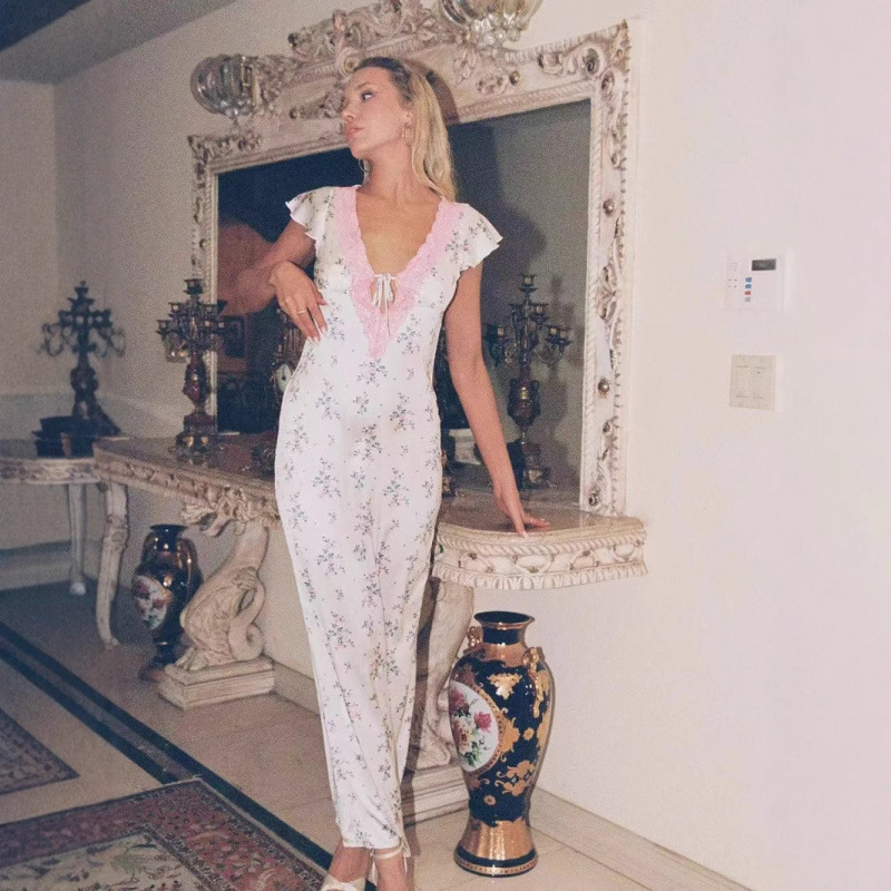 Princess Polly Resort Style Floral Lace Soft Satin Angel Wing Dress Princess Polly Resort Style Floral Lace Soft Satin Angel Wing Dress