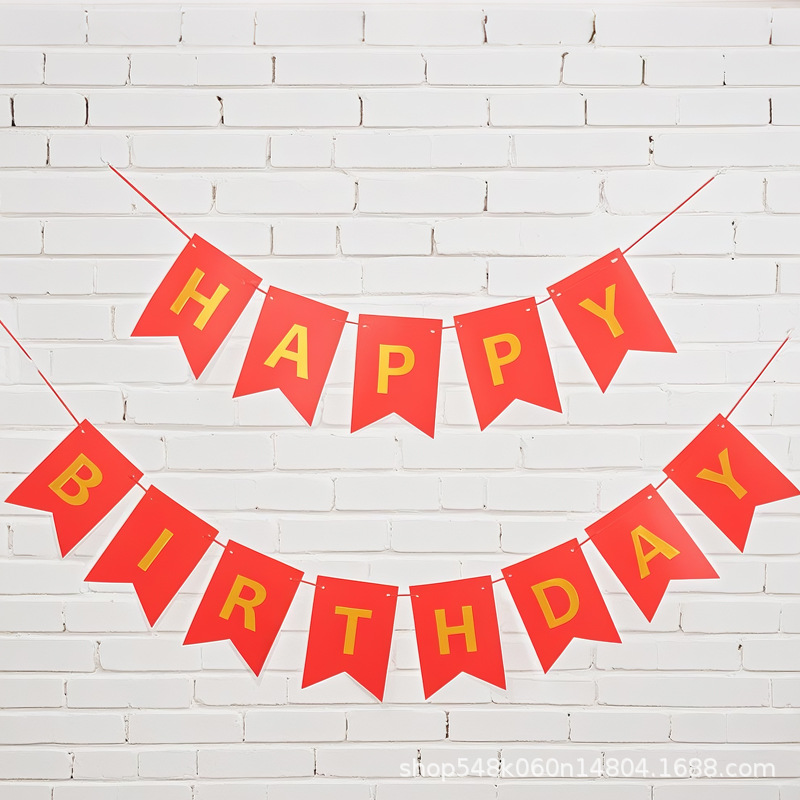 Bronceado en inglés feliz cumpleaños cola de golondrina tira de la bandera Fiesta de la fiesta Alfabeto de la bandera de la bandera de la flor tira de la decoración de la fiesta