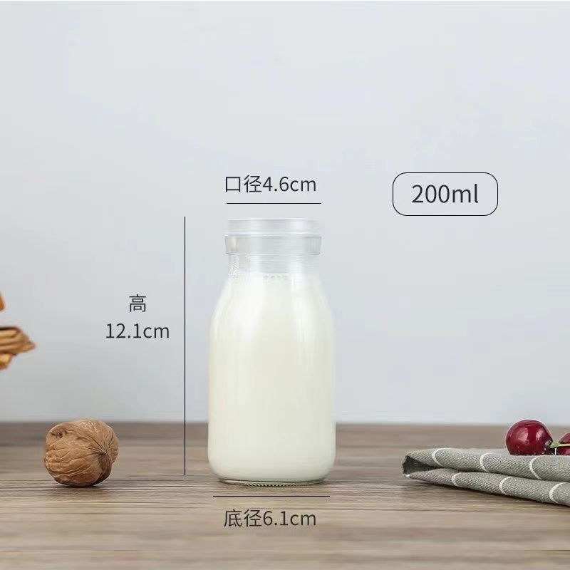 100 ミリリットル透明増粘シルク口ガラスプリンボトル蓋付きヨーグルトボトル牛乳瓶ゼリー詰め替え空ボトル卸売|undefined