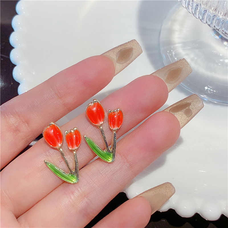 1 Ζεύγος Γλυκό. Λουλούδια Κράμα Επάργυρο Άργυρο Σκουλαρίκια Με Σκουλαρίκια display picture 3