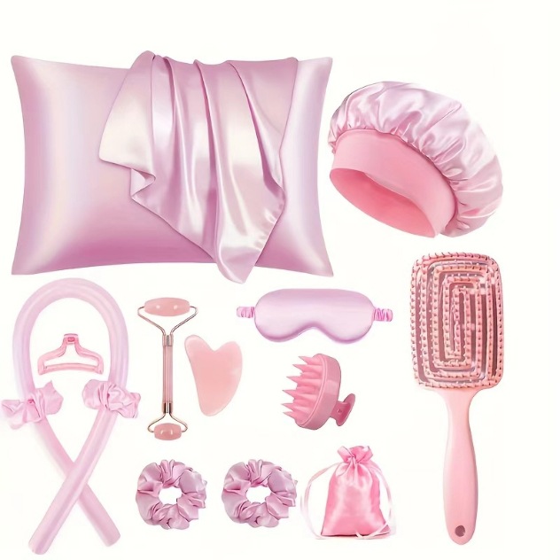 Comercio exterior transfronterizo sin rizador de calor, traje de venta caliente de Amazon, gorras para los ojos, gorros de ducha, sin calor, sin daño, almohada con cremallera individual