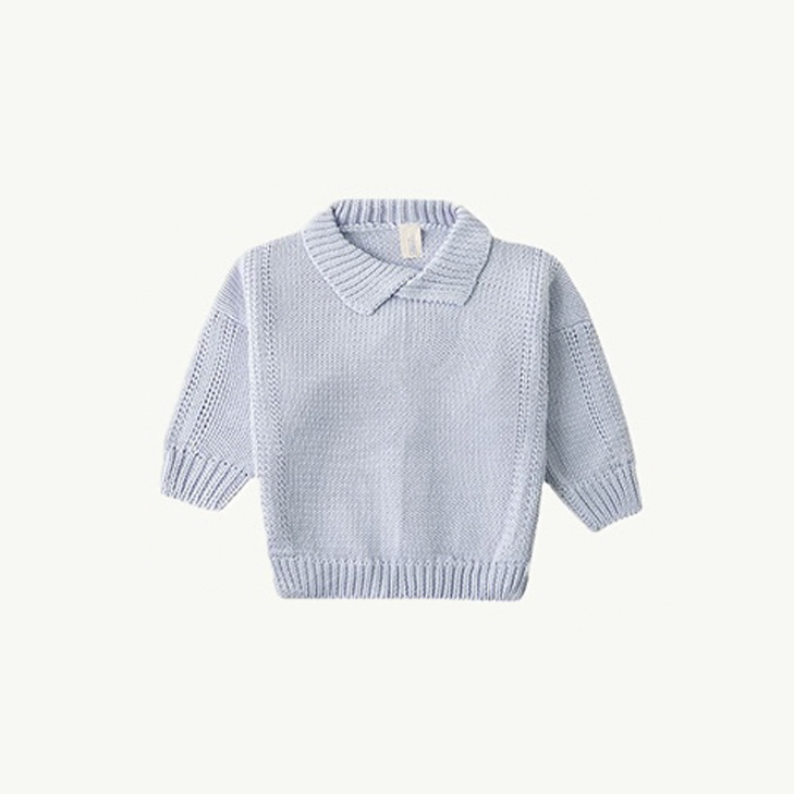 베이비 스톰 블루 옷깃 빈티지 풀오버 스웨터