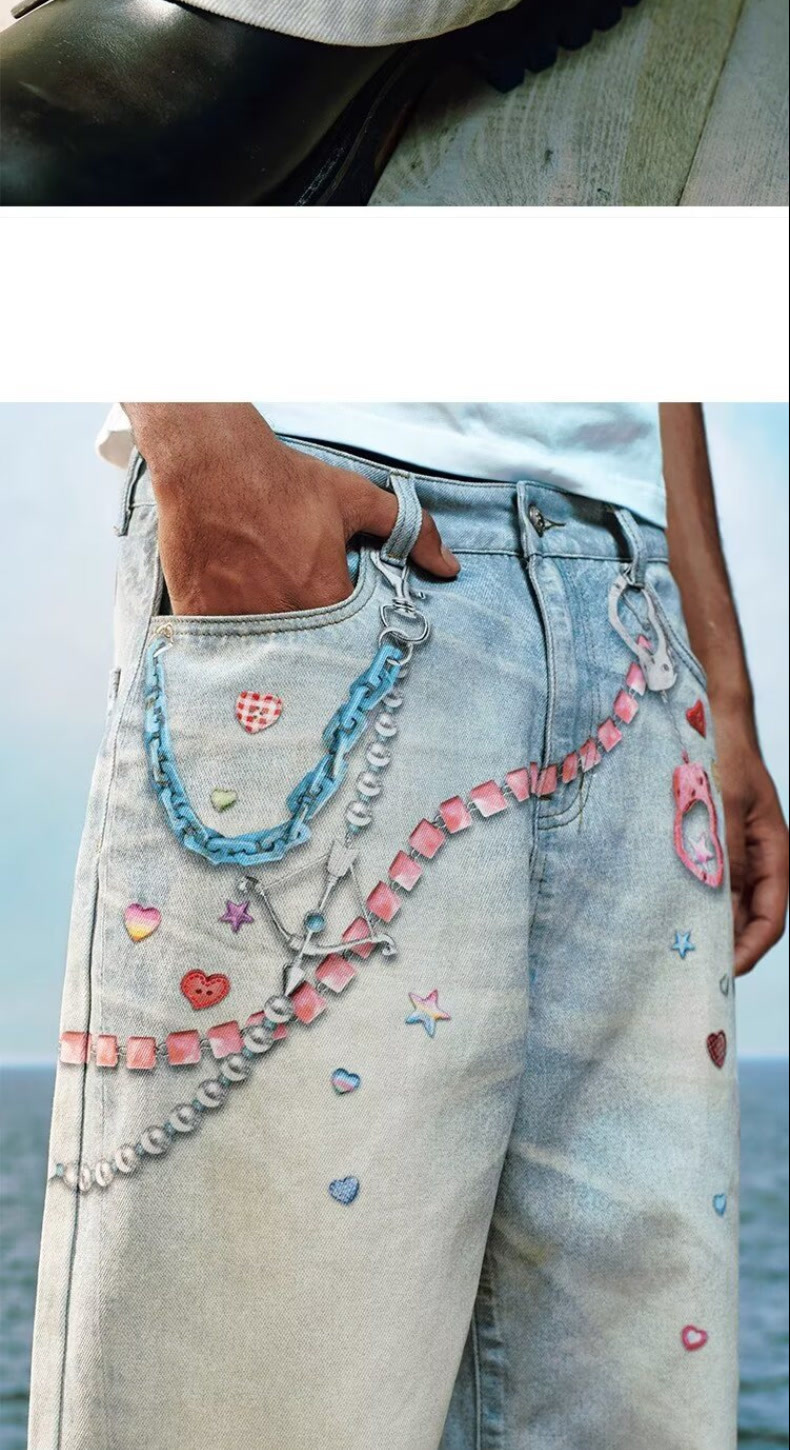 Heavy Duty Embroidered Straight Leg Jeans High Waisted Loose Wide Leg Trousers For Men And Women Spring Autumn New Style_mkmklike.com