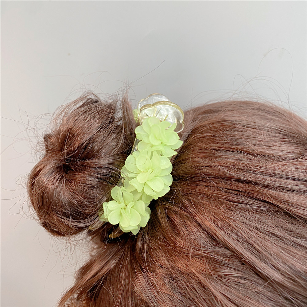Fashion Cute Acrylic Candy Color Frosted Flower Bun Ponytail Clip