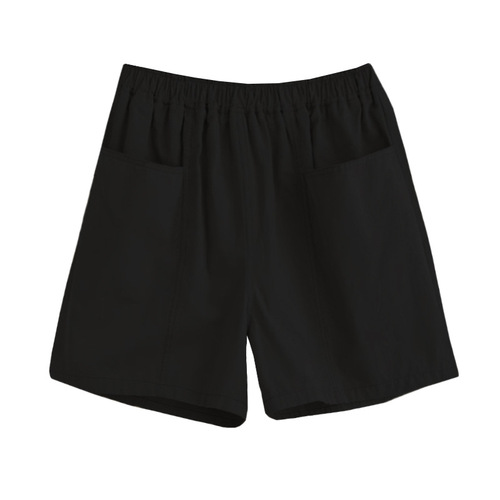 Summer Pants Large Size Plus Size Loose Meat Hiding Slimming Short Pants Pure Cotton Comfort Wide Leg Pants Women's Pockets Trendy