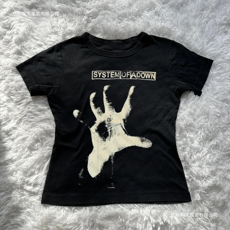 Cross-Border European Size Garbage Rock Clothing Y2K Tops Women's T-Shirts Emo Gothic Baby T-Shirts Y2K Tops Women's T-Shirts