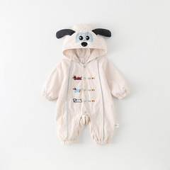 ベビー秋服、男女兼用、長袖ジャンプスーツ、超可愛いロンパース、フード付き抱っこ服、1歳服
